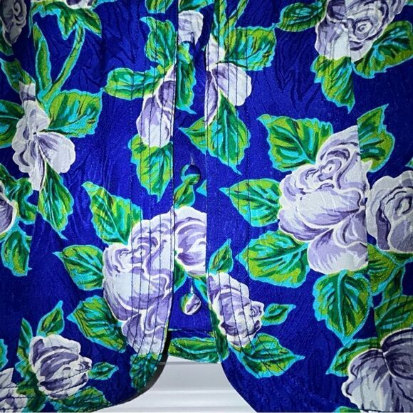 Lord & Taylor Floral Print Silk Long Sleeve Button Front Suit Style Jacket - Picture 2 of 6